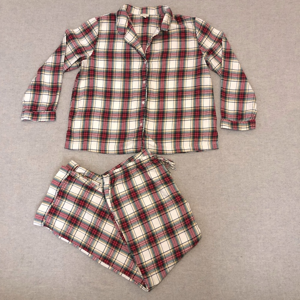 Talbots Plaid Tartan Winter Holiday Flannel Pajama Set size extra large
